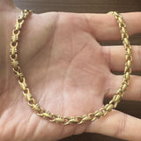 18k Yellow Gold 21.3g Vintage Ladies 6mm Fancy Link Necklace Italy 17.5"