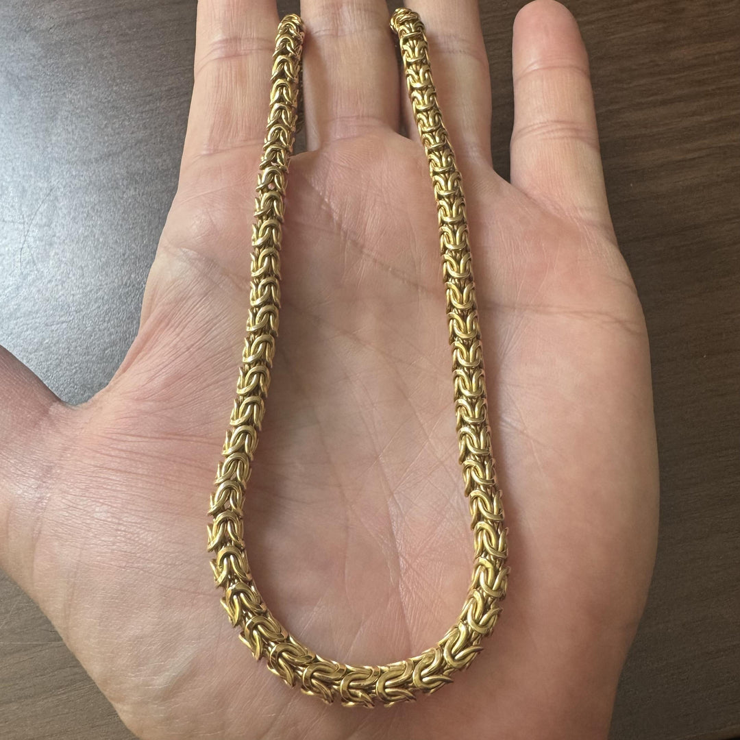18k Yellow Gold 36g Vintage UnoAErre 6mm Rounded Byzantine Link Necklace 18"