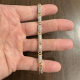 14k Yellow Gold and 0.75cttw Diamond Fancy X Link Bracelet 7.25"