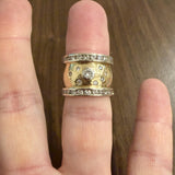 14k Yellow and White Gold 2cttw Diamond Wide Vintage Band Ring Size 7