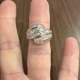 14k White Gold and 1.40cttw Princess and Baguette Diamond Ring Size 7