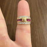 14k Yellow Gold Ruby and 0.40cttw Diamond Vintage Band Ring Size 4.25