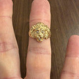 14k Yellow Gold and Diamond Lion's Head Ring Size 7