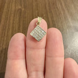 14k Yellow Gold 0.75cttw Princess Cut Diamond Square Pendant