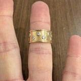 14k Yellow Gold and 0.75cttw Bezel Set Diamond Vintage Solid Band Ring Size 7