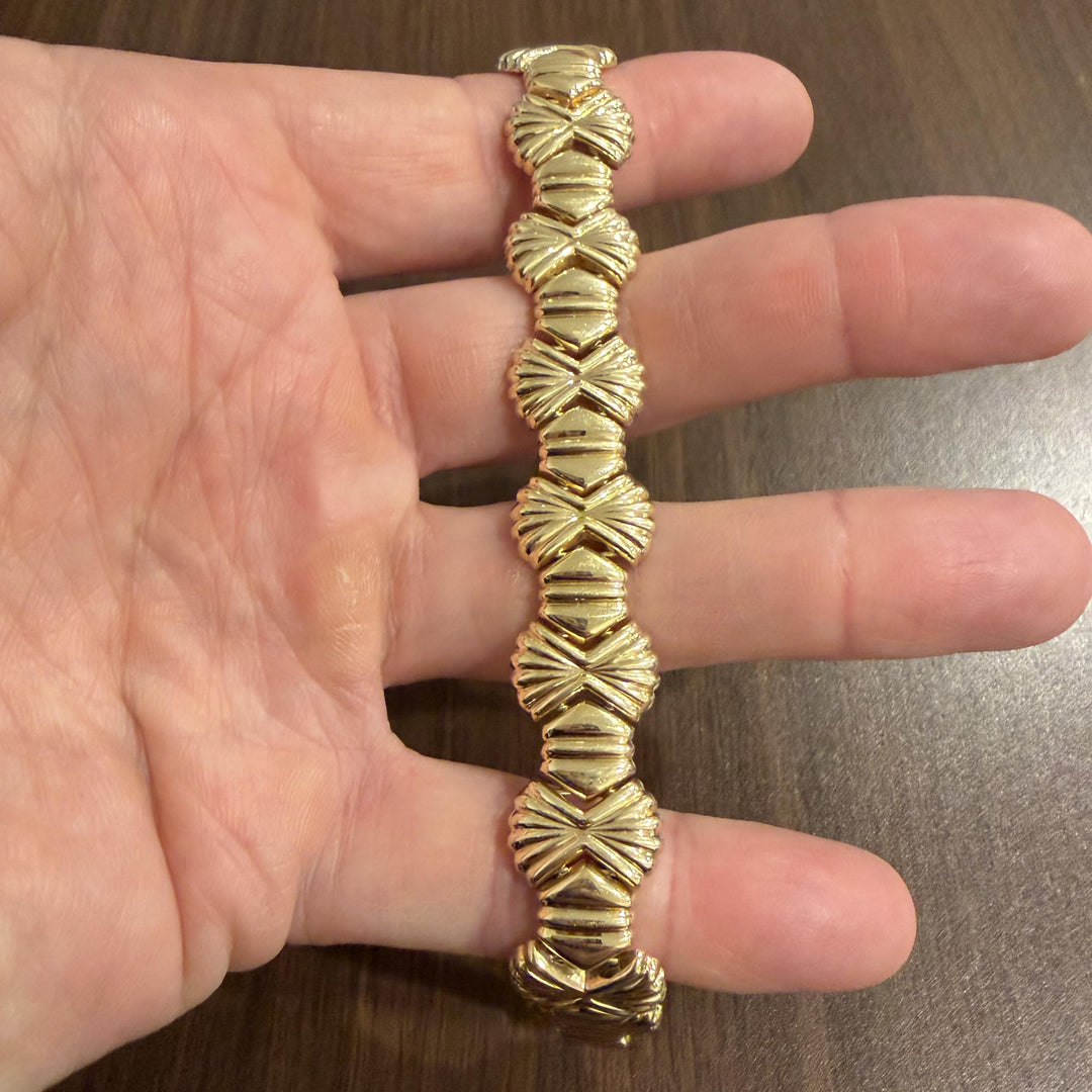 14k Yellow Gold 25.6g Ladies Polished 16mm Fancy  Link Bracelet Italy 7"