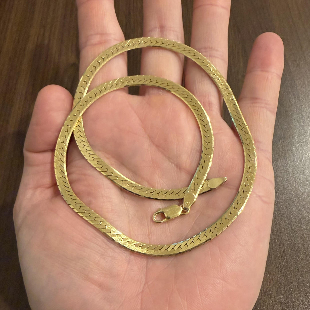 14k Yellow Gold 27.8g Solid Thick 5mm Herringbone Link Necklace Italy 20"
