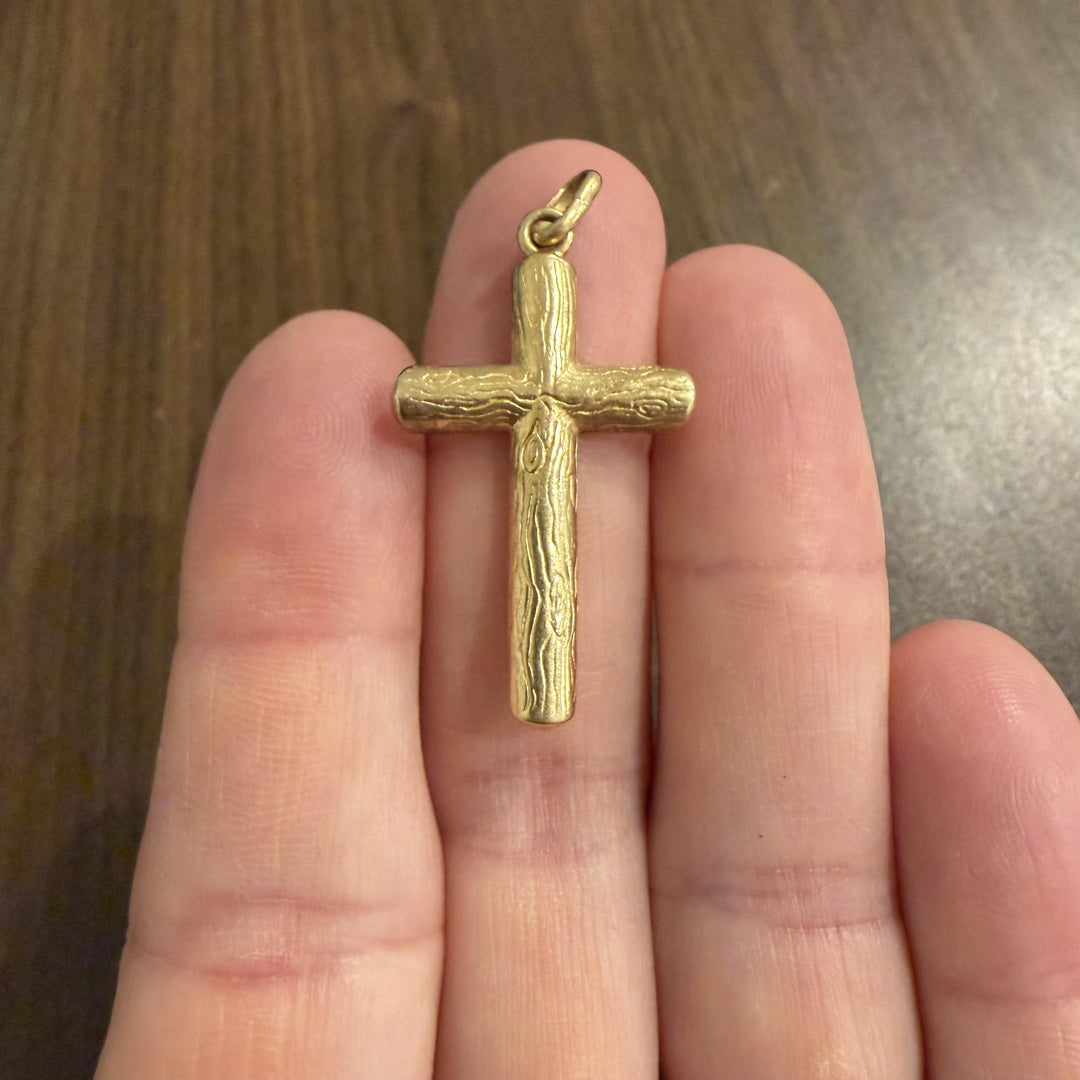14k Yellow Gold 4.4g Solid Vintage Cross Pendant 1.75"
