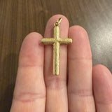 14k Yellow Gold 4.4g Solid Vintage Cross Pendant 1.75"