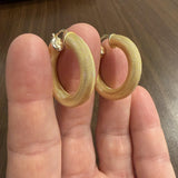 14k Yellow Gold 5.7g Hollow Thick Textured Hoop Earrings Italy 1.3"