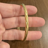 18k Yellow Gold 14.3g Vintage Spiral Twisted 4.5mm Bangle Bracelet Italy 7.5"