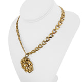 18k Yellow Gold 34.7g Vintage Heavy Fancy Link Large Pendant Necklace Italy 16"