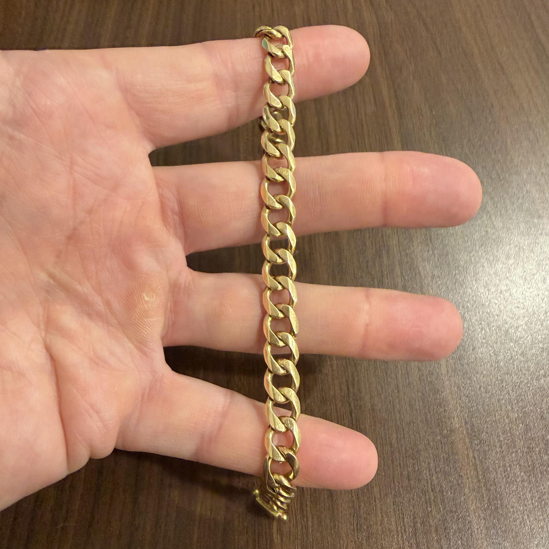 18k Yellow Gold 36.4g Solid Heavy Vintage Men's 9mm Curb Link Bracelet 9"