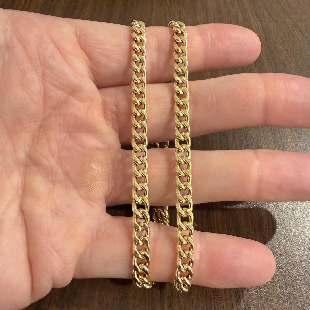 18k Yellow Gold 6.9g Hollow Light 5.5mm Curb Link Necklace 17.5"
