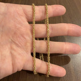 18k Yellow Gold 23g Solid Vintage 4mm Squared Byzantine Link Necklace 21"
