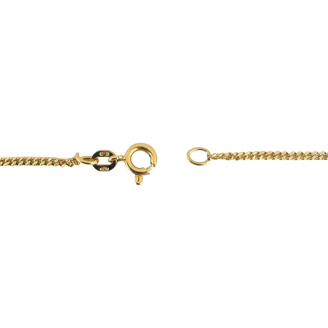 18k Yellow Gold 6.9g Vintage Solid Thin Curb Link Station Necklace Italy 20.5"