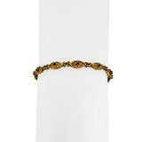 18k Yellow Gold and Sapphire 7.2g Vintage Filigree Fancy Link Bracelet 6.25"