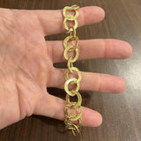 18k Yellow Gold 39.7g Solid Heavy Vintage Fancy Circle Link Bracelet Italy 7"