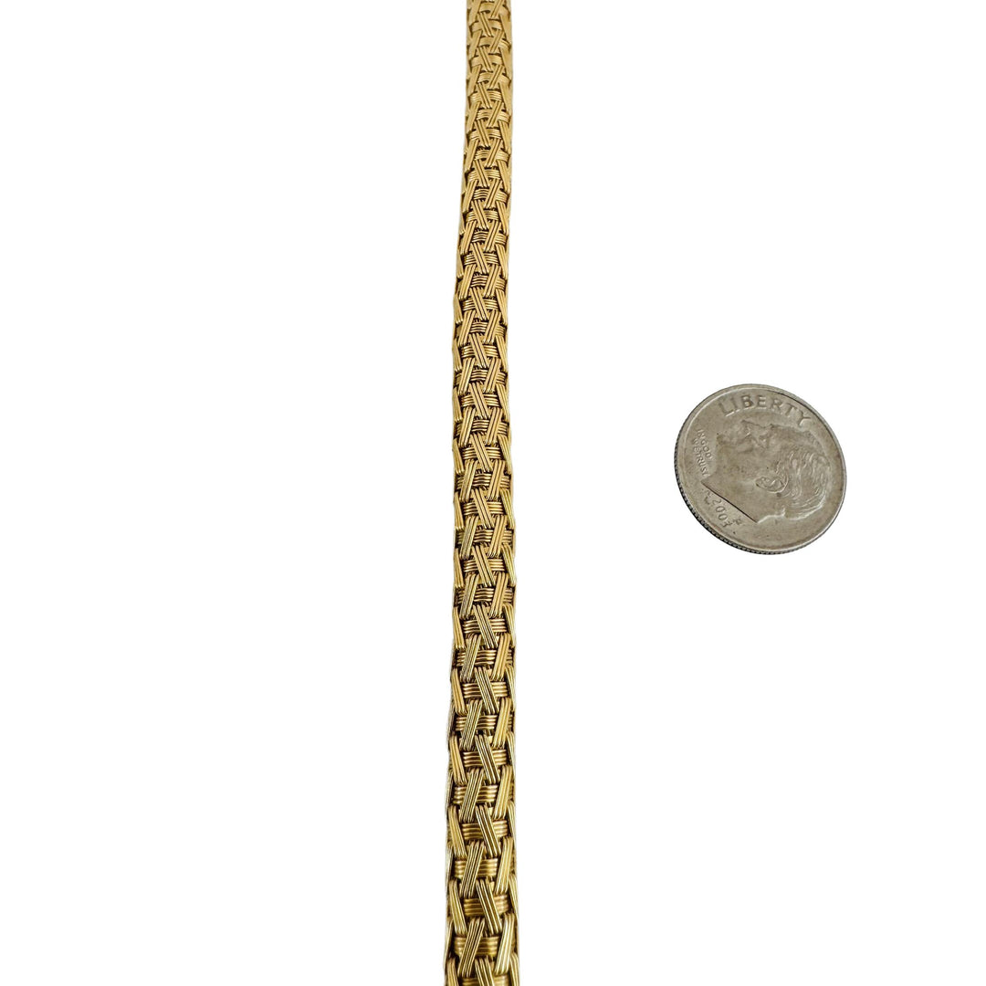 18k Yellow Gold 24g Solid Heavy Vintage Woven Mesh Bracelet Italy 7"