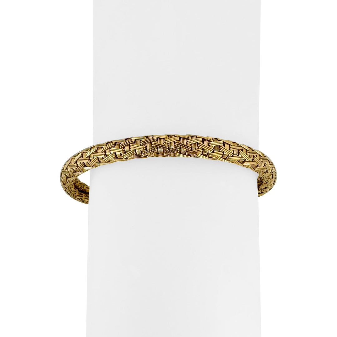 18k Yellow Gold 24g Solid Heavy Vintage Woven Mesh Bracelet Italy 7"