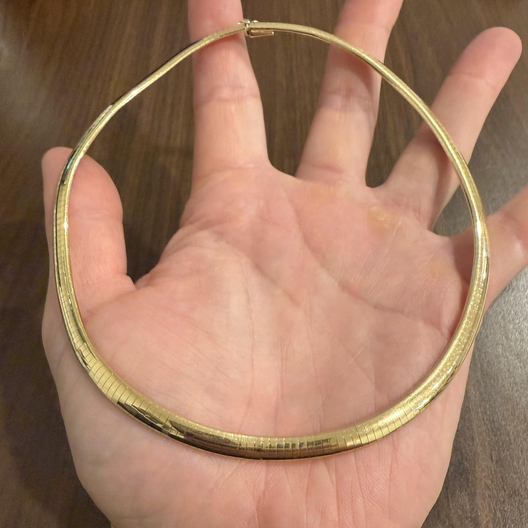 14k Yellow Gold 39g Solid Heavy 6mm Omega Link Necklace Italy 16"
