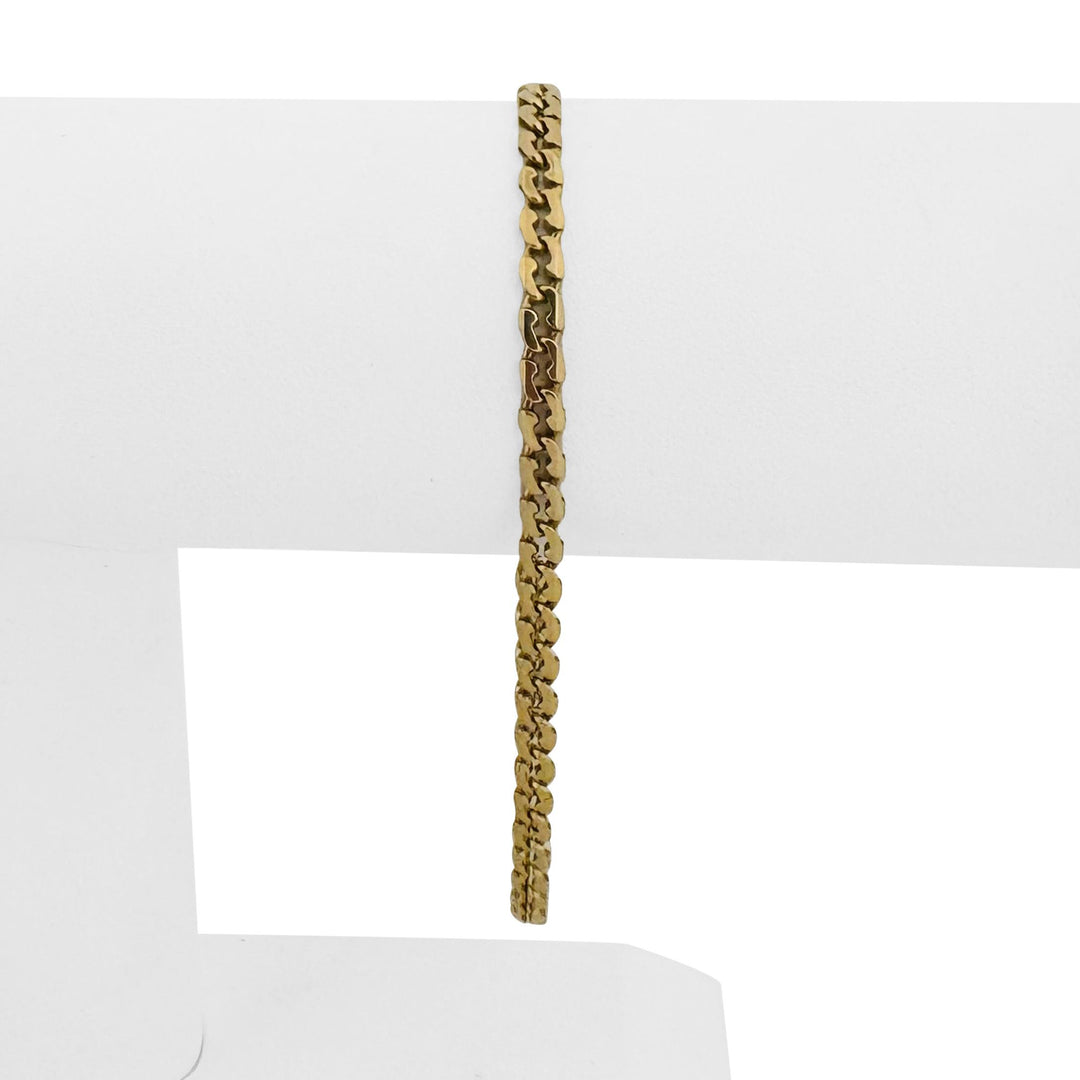 18k Yellow Gold 8.5g Vintage Solid 4mm Fancy Curb Link Bracelet Italy 8"