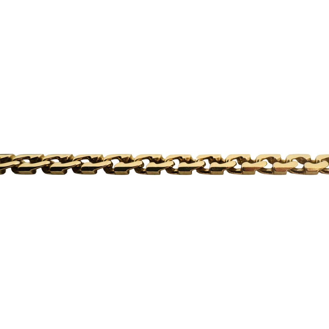 18k Yellow Gold 8.5g Vintage Solid 4mm Fancy Curb Link Bracelet Italy 8"