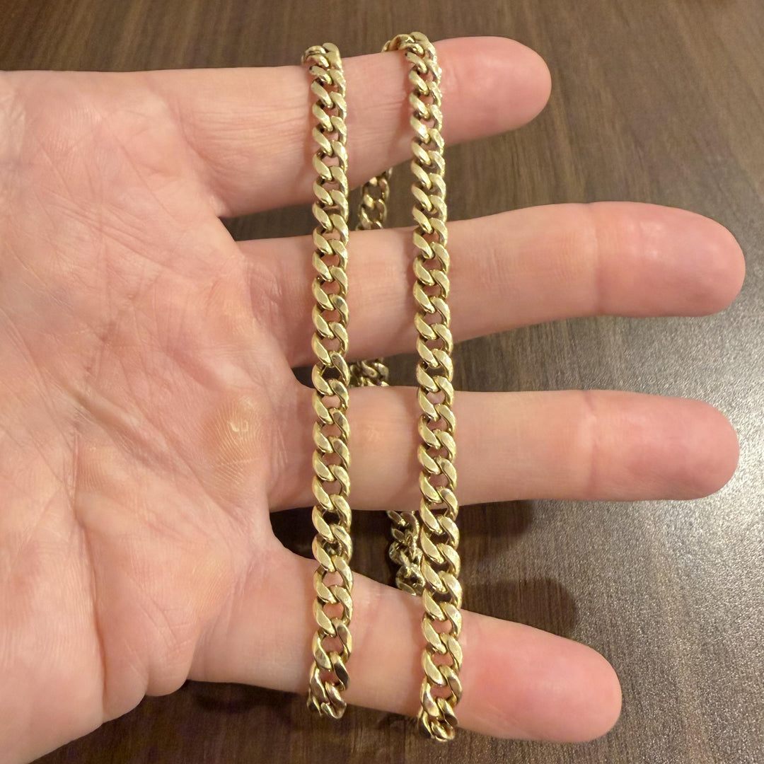 14k Yellow Gold 21g Semi Solid 6mm Cuban Curb Link Chain Necklace 22"