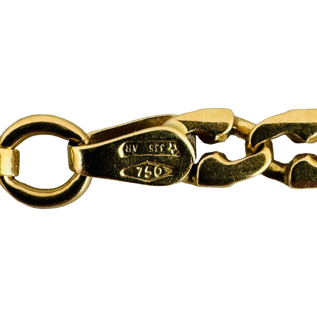 18k Yellow Gold 8.5g Vintage Solid 4mm Fancy Curb Link Bracelet Italy 8"