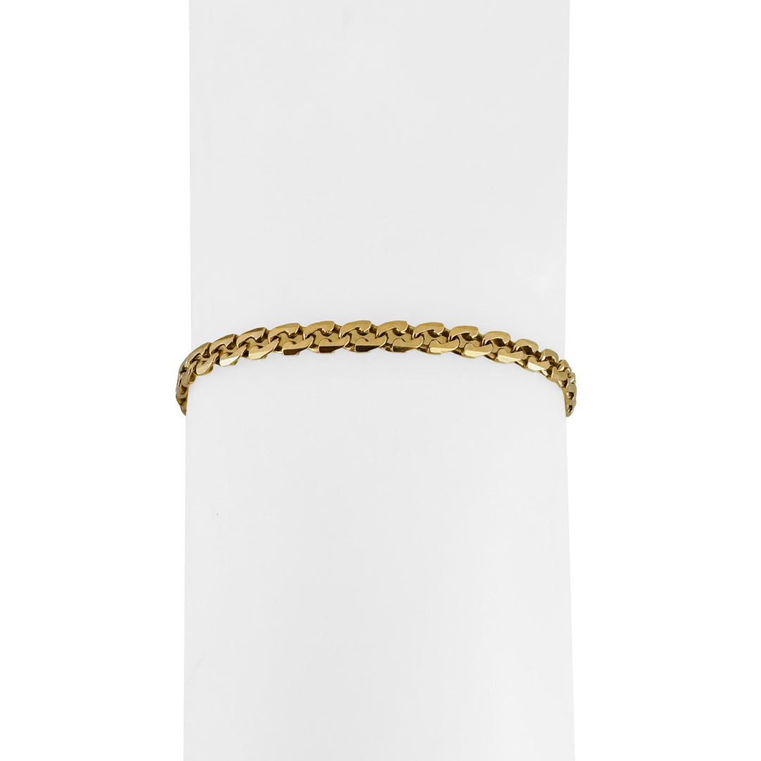 18k Yellow Gold 8.5g Vintage Solid 4mm Fancy Curb Link Bracelet Italy 8"