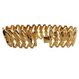 18k Yellow Gold 33g Heavy Vintage 25mm Floral Fancy Link Bracelet Italy 7.5"