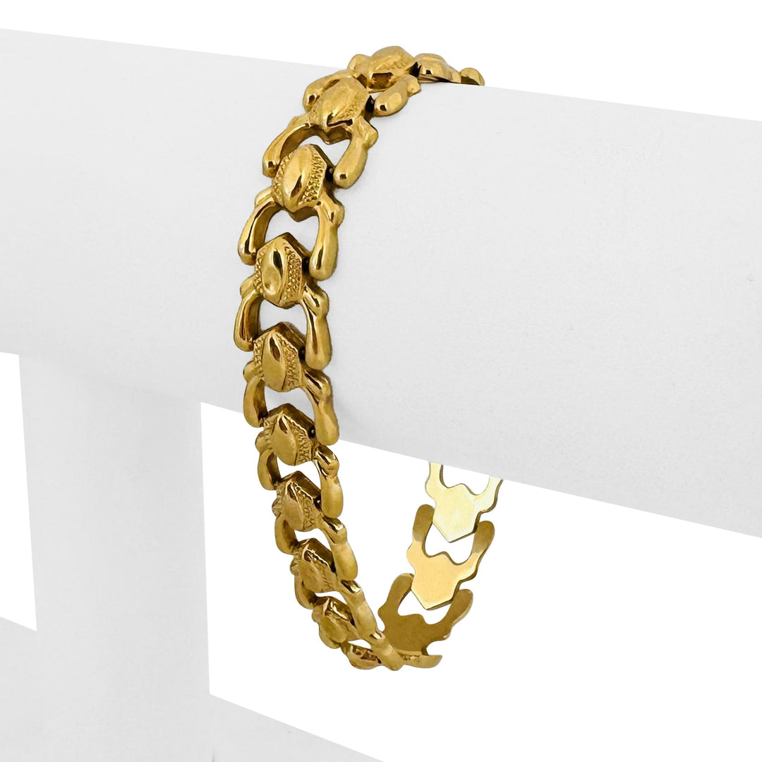 18k Yellow Gold 12.4g Vintage Milor 11mm Fancy Link Bracelet Italy 7.25"