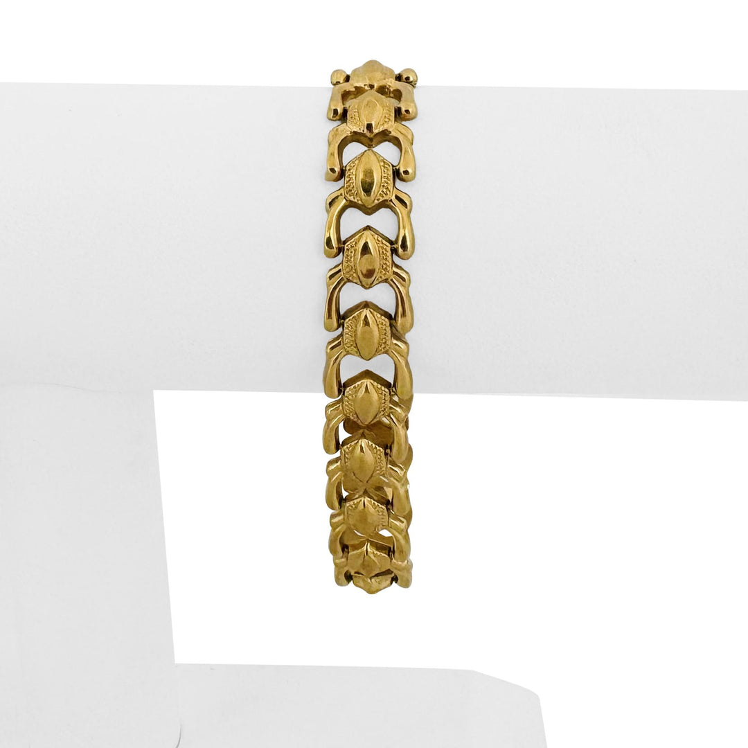18k Yellow Gold 12.4g Vintage Milor 11mm Fancy Link Bracelet Italy 7.25"