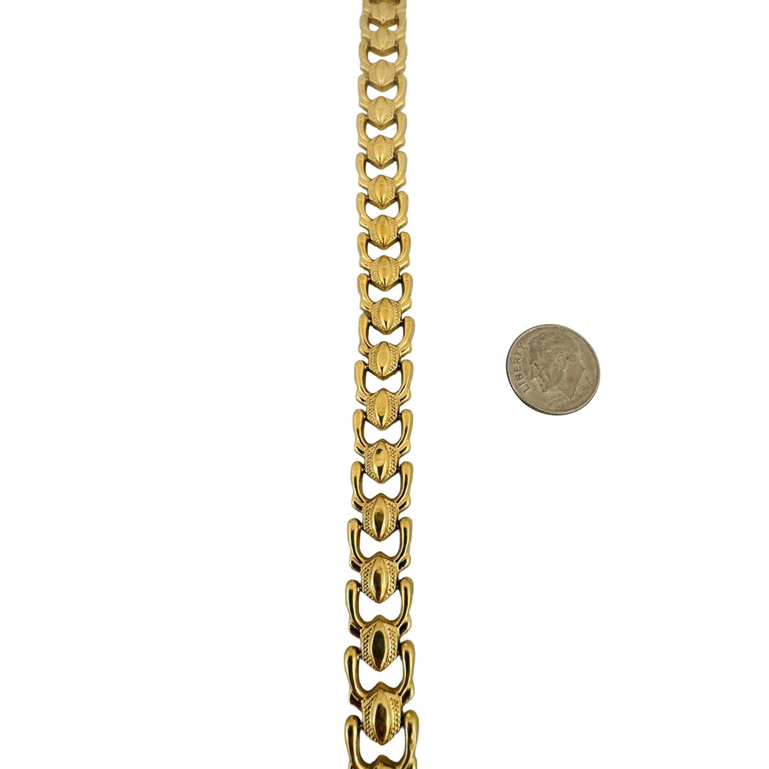 18k Yellow Gold 12.4g Vintage Milor 11mm Fancy Link Bracelet Italy 7.25"