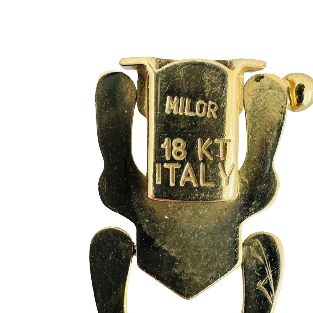 18k Yellow Gold 12.4g Vintage Milor 11mm Fancy Link Bracelet Italy 7.25"