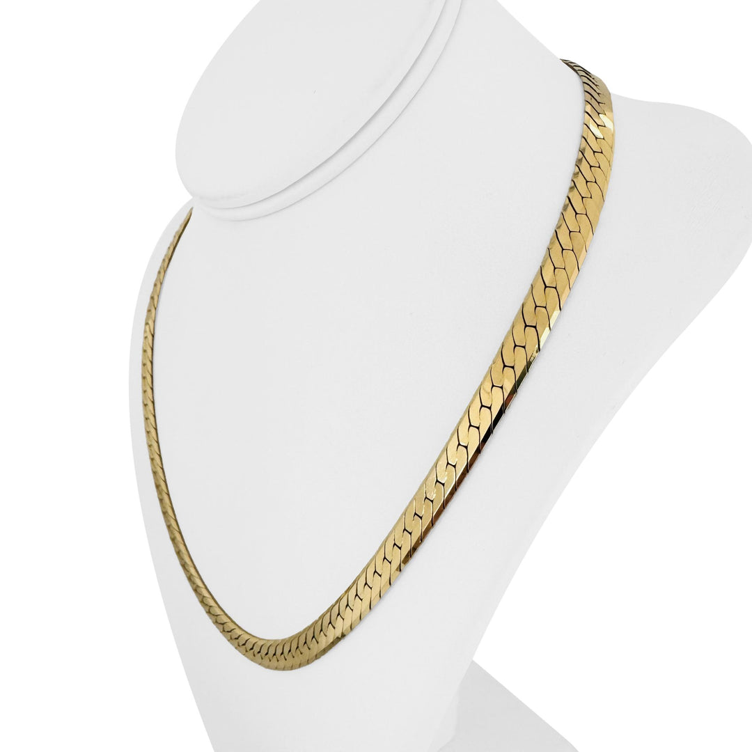 14k Yellow Gold 49g Solid Thick 7mm Herringbone Link Necklace Italy 20"