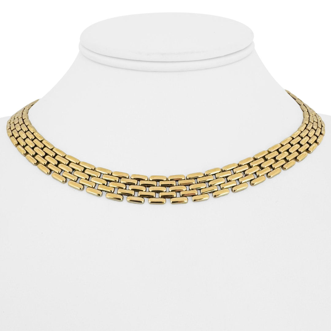 14k Yellow Gold 48g Heavy Solid Polished 10mm Panther Link Necklace Italy 16"
