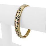 14k Yellow Gold 20g Multi Gemstone and Diamond Bangle Bracelet 6.75"