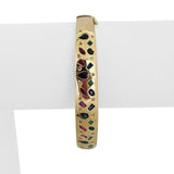 14k Yellow Gold 20g Multi Gemstone and Diamond Bangle Bracelet 6.75"