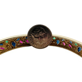 14k Yellow Gold 20g Multi Gemstone and Diamond Bangle Bracelet 6.75"
