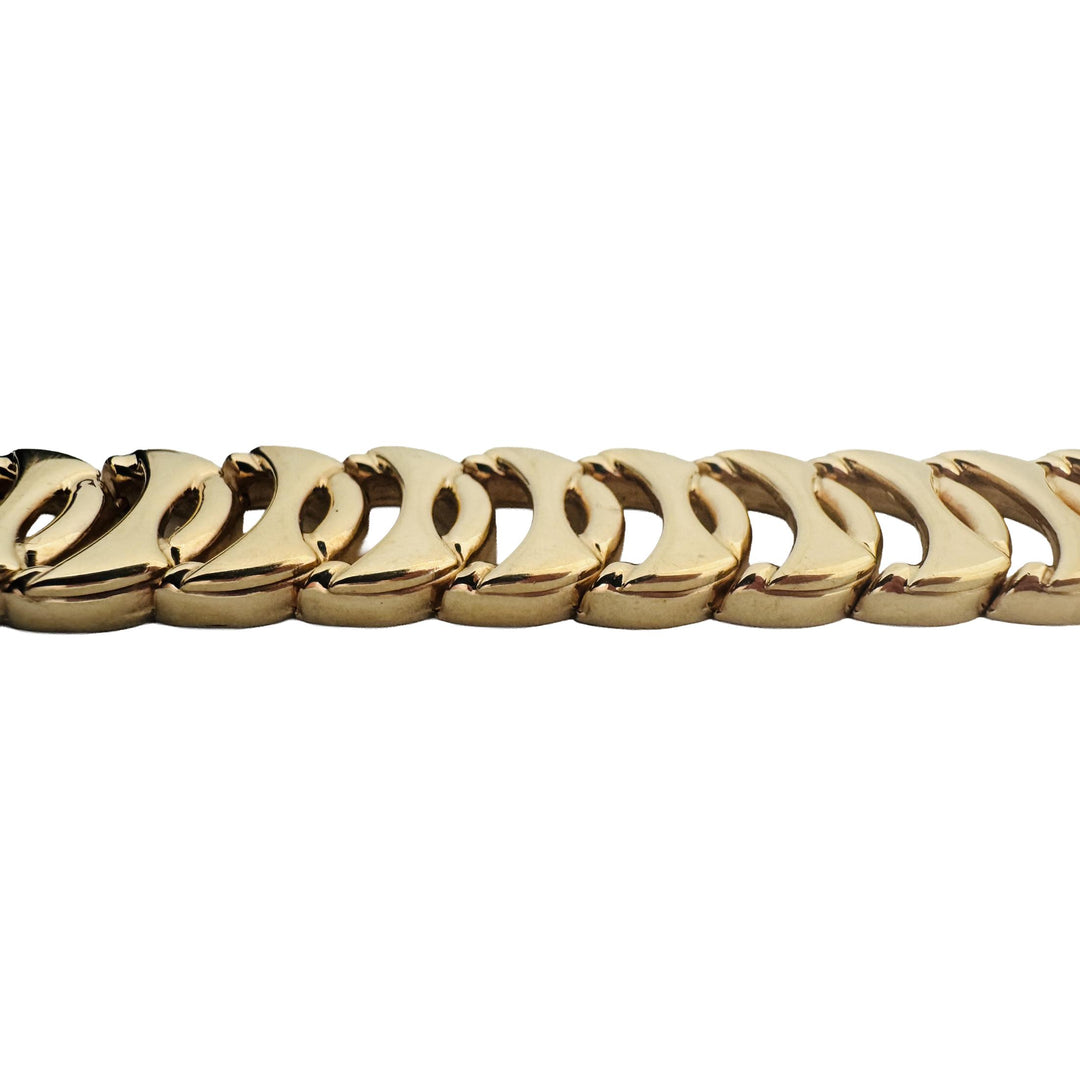 14k Yellow Gold 36.3g Heavy Polished 16mm Fancy Link Bracelet Italy 8"