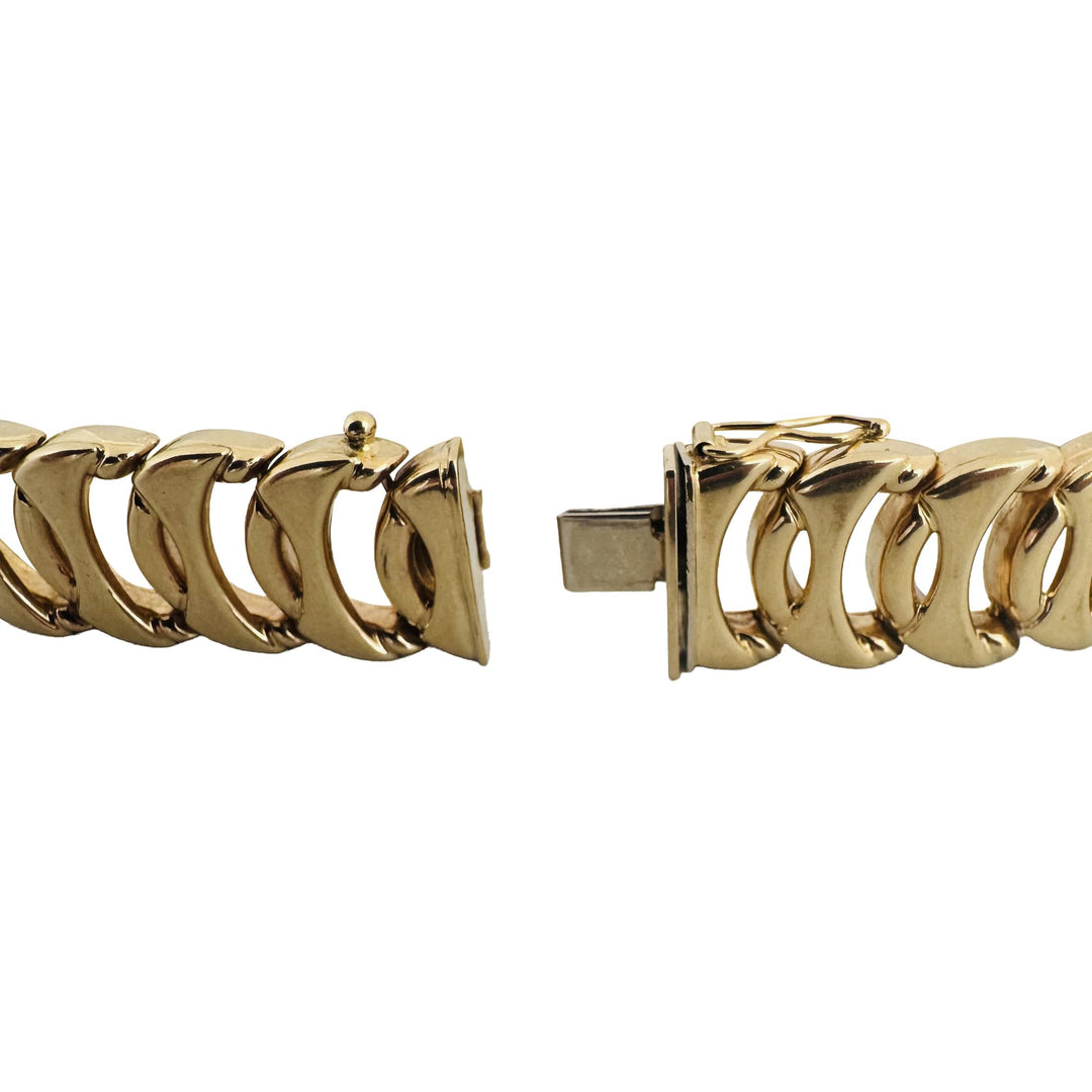 14k Yellow Gold 36.3g Heavy Polished 16mm Fancy Link Bracelet Italy 8"
