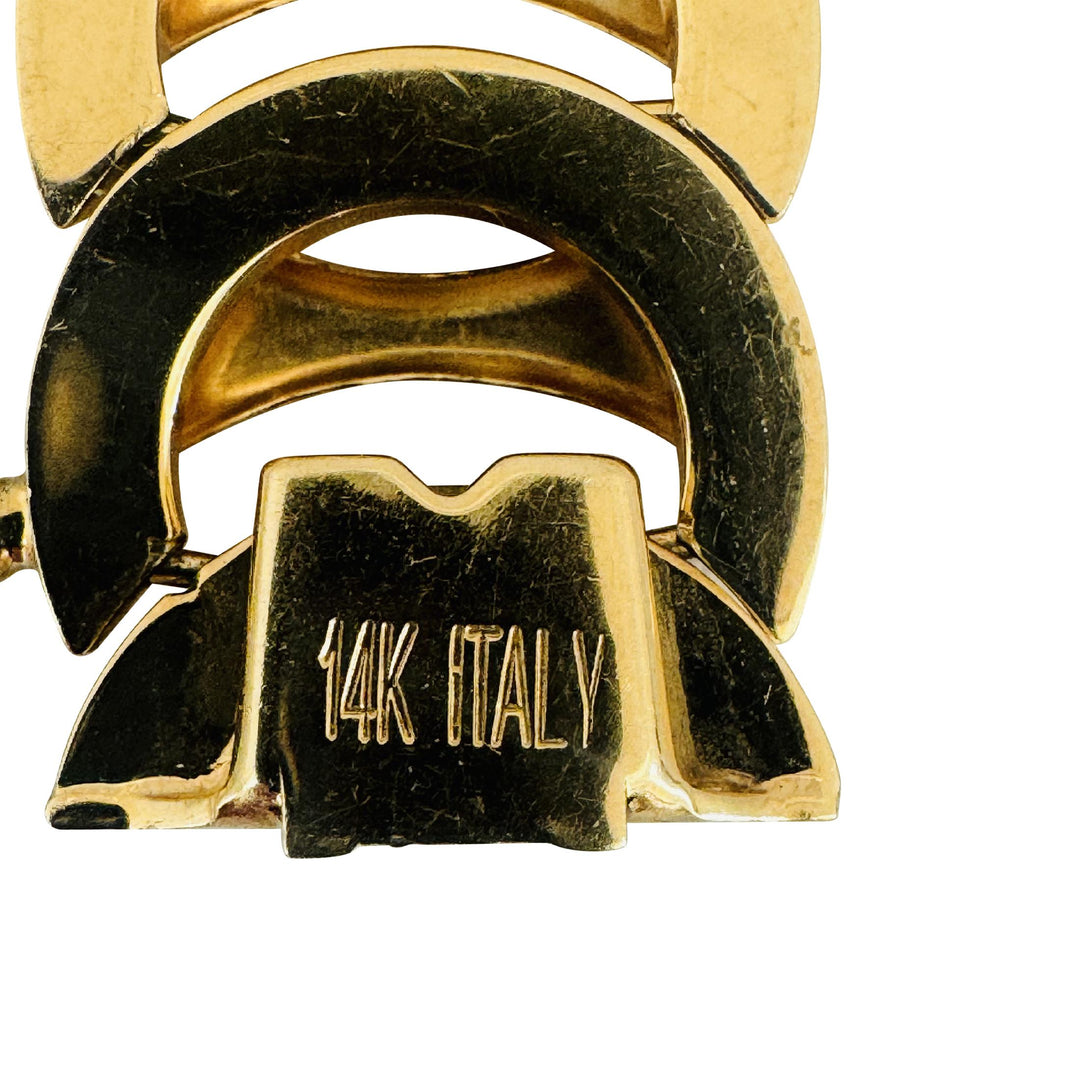 14k Yellow Gold 36.3g Heavy Polished 16mm Fancy Link Bracelet Italy 8"