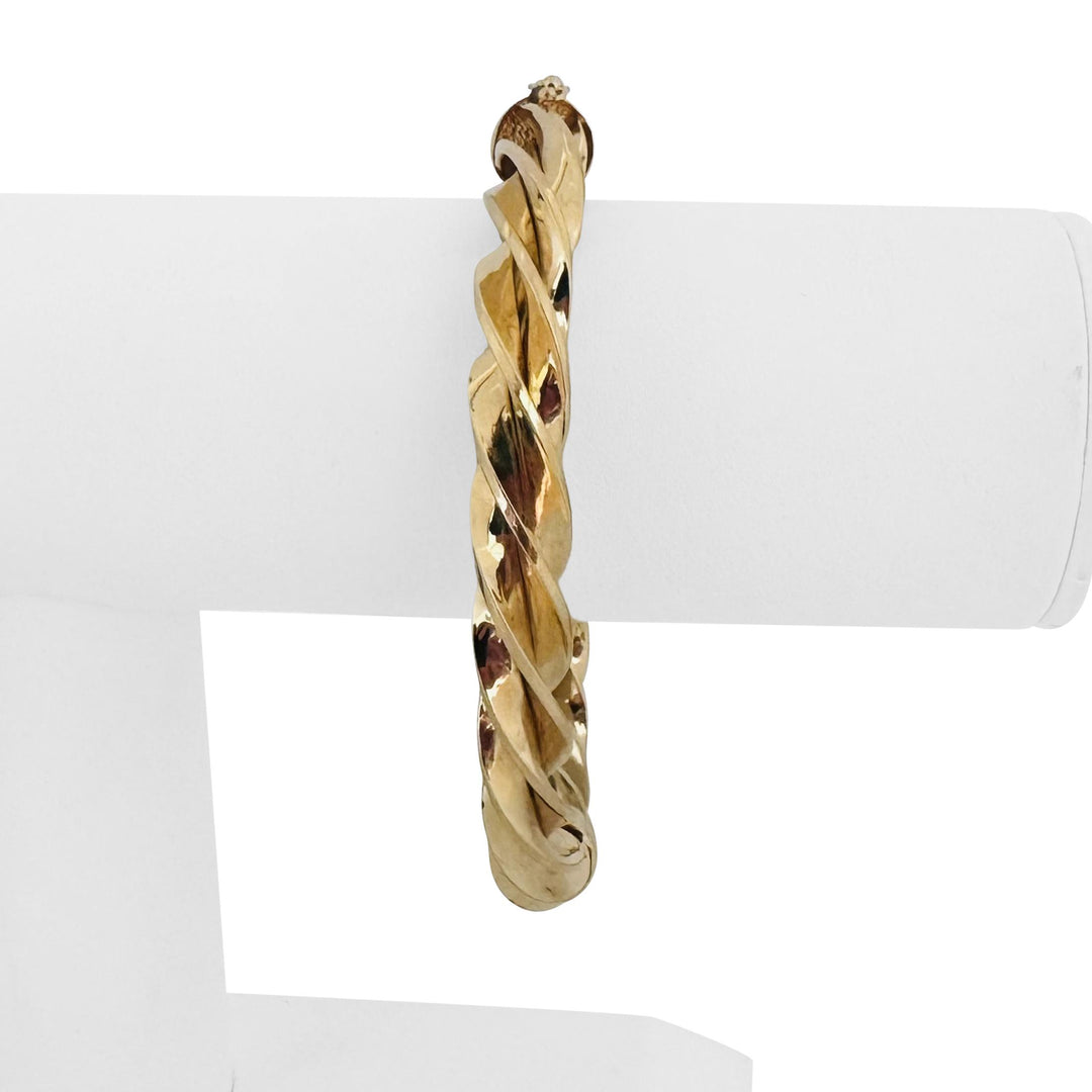 14k Yellow Gold 20.4g Ladies Large 9mm Spiral Bangle Bracelet Israel 7.25"