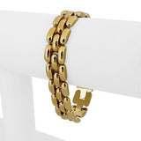 14k Yellow Gold 19.4g Vintage Polished 12.5mm Panther Link Bracelet Italy 7"