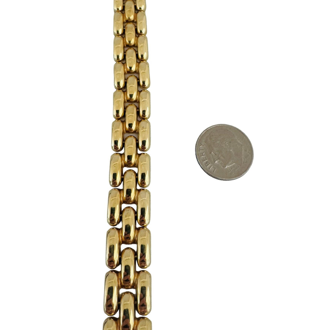 14k Yellow Gold 19.4g Vintage Polished 12.5mm Panther Link Bracelet Italy 7"