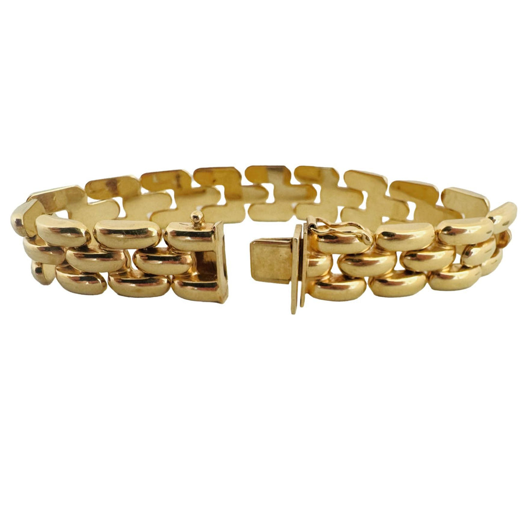 14k Yellow Gold 19.4g Vintage Polished 12.5mm Panther Link Bracelet Italy 7"