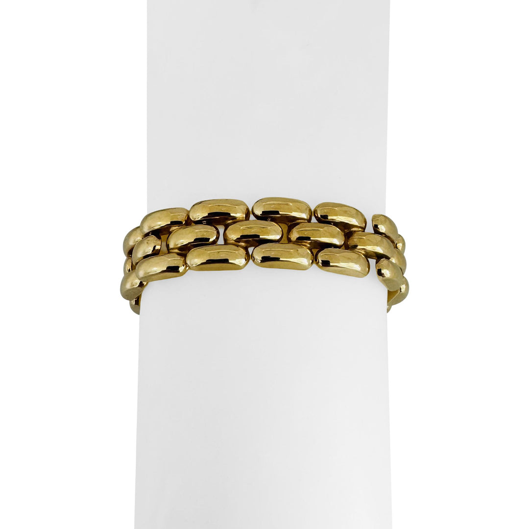 14k Yellow Gold 19.4g Vintage Polished 12.5mm Panther Link Bracelet Italy 7"