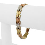 14k Tri Tone Gold 9.7g Brushed Finish 8mm Fancy X Link Bracelet Turkey 7"