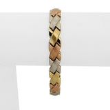 14k Tri Tone Gold 9.7g Brushed Finish 8mm Fancy X Link Bracelet Turkey 7"